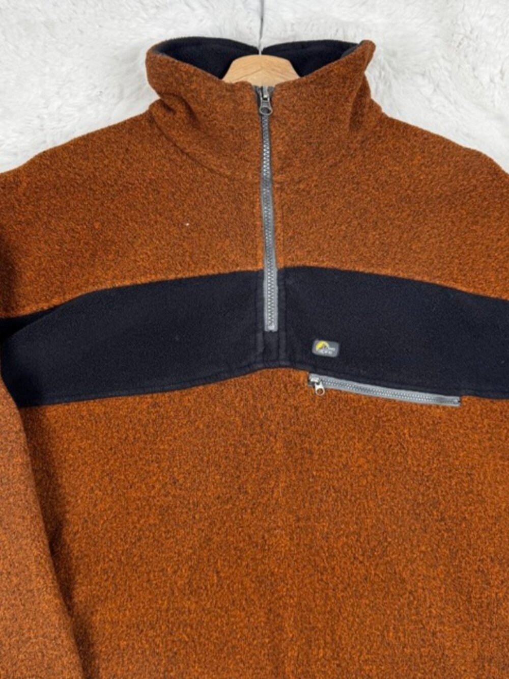 Vintage Lowe Alpine Fleece Orange Black Size Large Pullover Zip Canada Made